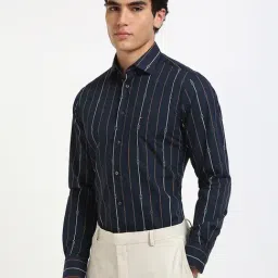 TOMMY HILFIGER Blue Cotton Regular Fit Stripes Shirt image 4