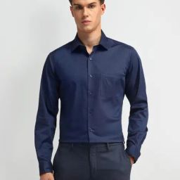 Arrow Dark Blue Cotton Regular Fit Printed Shirt-picture-8