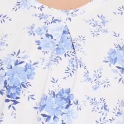 Clovia White & Blue Floral Print Top With Pyjamas image 4