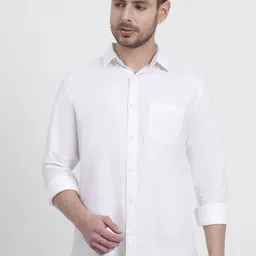 JADE BLUE Men Slim Fit Solid Spread Collar Cotton Casual Shirt-image-39