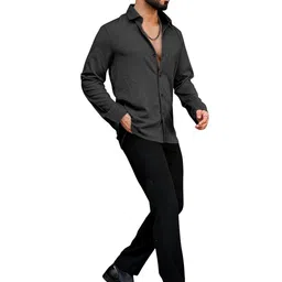 IKON FASHION Men Original Slim Fit Solid Spread Collar Casual Shirt image 2