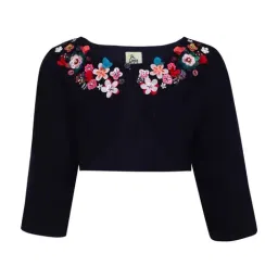 A Little Fable Kids Navy Applique Shrug-picture-28