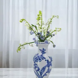 The Decor Lane Blue & White Floral Printed Ceramic Pottery Vase-picture-32