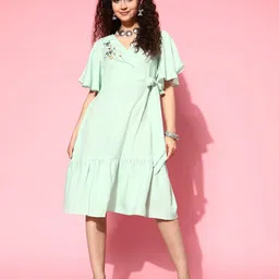 BAESD Women Embroidered V-Neck Wrap Dress image 2