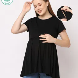ECOMAMA Organic Cotton & Bamboo Antimicrobial Half Sleeves Top - Black-picture-37