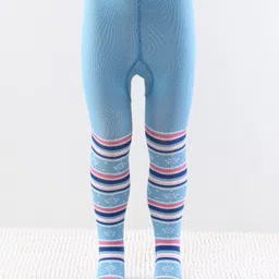 cute walk by babyhug Cutewalk by Babyhug Anti Bacterial Footed Tights Stripes & Floral Design - Light Blue-picture-12