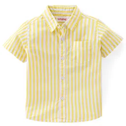 Babyhug 100% Cotton Woven Half Sleeves Striped Shirt - Yellow-picture-32