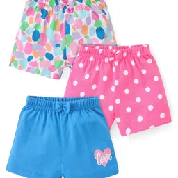 Babyhug Cotton Knit Shorts Polka Dot Print Pack of 3 - Multicolour-picture-19