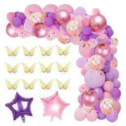 Surprise Decor 126 Pcs Butterfly Pink & Purple Balloon Garland Kit, Butterfly Theme Balloon Arch with Gold Butterfly Star Foil Balloons for Girls Women Birthday Baby Bridal Shower Wedding Party Decoration-image-72