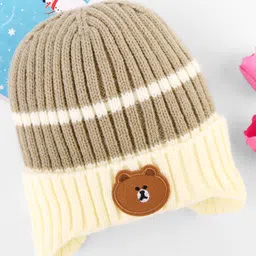 Babyhug Woollen Cap with Bear Applique Grey & Beige - Diameter 11.5 cm-image-32