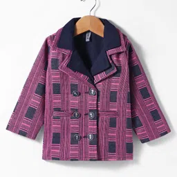 Enfance Full Sleeves Checked Jacket - Rani Pink-picture-14