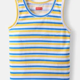 Babyhug 100% Cotton Single Jersey Knit Sleeveless Sando With Stripes - Blue-picture-12
