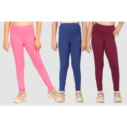 Zion Cotton Lycra Knit Pack Of 3 Solid Leggings - Multi Colour-picture-37