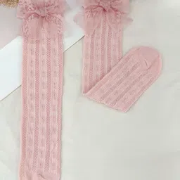 Kidofash Knit Bow Applique Detailed Socks - Pink-picture-23