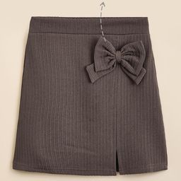 Hopscotch Polyester Knitted Bow Applique Straight Skirt-picture-13