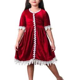 ER LIFE Style Girls Maroon Dresses-image-27