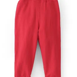 Babyhug Cotton Looper Knit Full Length Lounge Pants Text Print - Red image 2