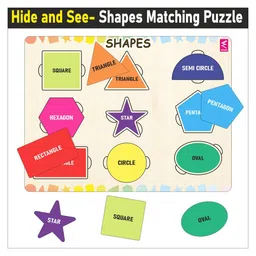 WISSEN Wooden Hide and See Shapes Puzzle-9 Pieces image 2