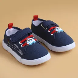 Cute Walk by Babyhug Casual Shoes with Velcro Closure & Vehicle Applique - Blue image 2