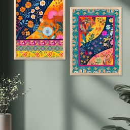 Kotart Blue & Yellow 2 Pieces Wooden Floral and Botanical Wall Arts-picture-24