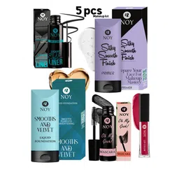 NOY Set Of 5 Makeup Combo- Lipstick- Foundation- Primer- Eyeliner- Mascara image 3
