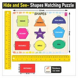 WISSEN Wooden Hide and See Shapes Puzzle-9 Pieces image 3