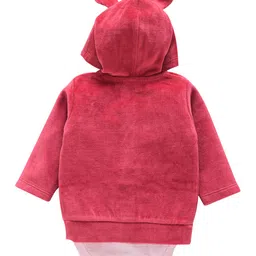 Wonderchild Half Sleeves Daddys Girl Mommys World Text Printed Onesie With Jacket & Footed Pajama - Cherry image 3