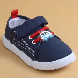 Cute Walk by Babyhug Casual Shoes with Velcro Closure & Vehicle Applique - Blue image 3