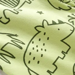 Babyhug Cotton Knit Full Sleeves Footed Sleepsuit With Animal Print - Green image 3