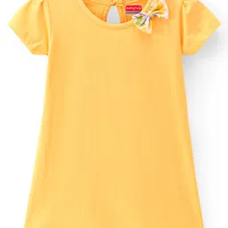 Babyhug Single Jersey Knit Half Sleeves Frocks With Floral Print & Bow Applique Pack Of 2 - Multicolor image 4