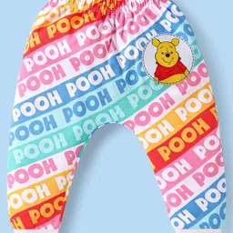 Babyhug Disney Interlock Knit Full Length Diaper Leggings With Winnie The Pooh Graphics Pack Of 3 - Light Blue & Blue image 4