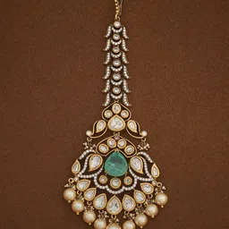 Kushal's Fashion Jewellery Victorian-Plated Kundan Studded Maang Tikka Head Jewellery-picture-50