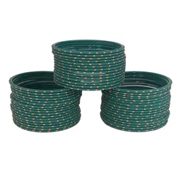 ZULKA Set of 48 Traditional Plain Metal with Polka Dots Bangles image 1