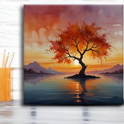 OLIVE TREE Red & Black Canvas Wall Painting-picture-30