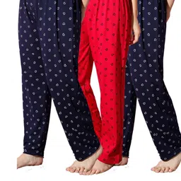trendy world Pack of 3 Women Heart Printed Cotton Comfortable Pyjama/Lounge Pants-picture-15