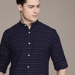 French Connection Slim Fit Horizontal Stripes Opaque Pure Cotton Casual Shirt-picture-28