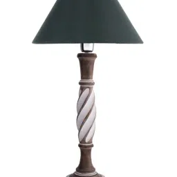 Homesake Antique Wood & White Twister Table Lamp with Green Shade (Bulb Included) - Set of 1 image 3