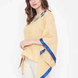 The Kaftan Company Yellow Embroidered Top image 3