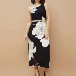 Code By Lifestyle Black Regular Fit Floral Print Dress-picture-23