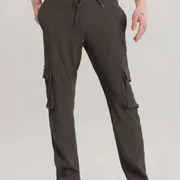 Snitch Men Textured Corduroy Cargos Trousers image 2