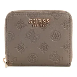 Guess Dark Taupe Printed Gerty Small Zip Around Wallet-image-11