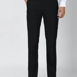 Van Heusen Black Slim Fit Checks Flat front trousers-image-22