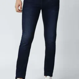 Peter England Navy Cotton Slim Fit Jeans-picture-12