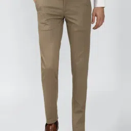 Van Heusen Brown Slim Fit Self Pattern Trousers-picture-15