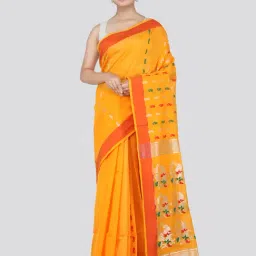 Pinkloom Yellow Cotton Silk Woven Saree With Unstitched Blouse-picture-16