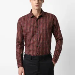 Van Heusen Maroon Cotton Slim Fit Printed Shirt-picture-31