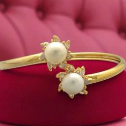 Sri Jagdamba Pearls White Dazzling Descent Pearl Cuffs Bracelet-picture-25