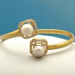 Sri Jagdamba Pearls White Kairee Pearl Cuffs Bracelet-picture-29