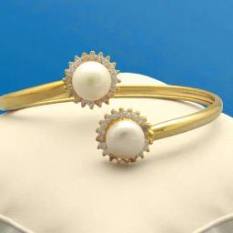 Sri Jagdamba Pearls White Jacine Pearl Cuffs Bracelet-picture-27