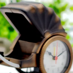 Gopalvilla Bronze-Toned & White Vintage Carriage Shaped Round Alarm Clock image 3